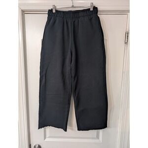 Lucid Blanks Black Cotton Sweatpants *Cropped Raw Hem Small wide leg heavyweight